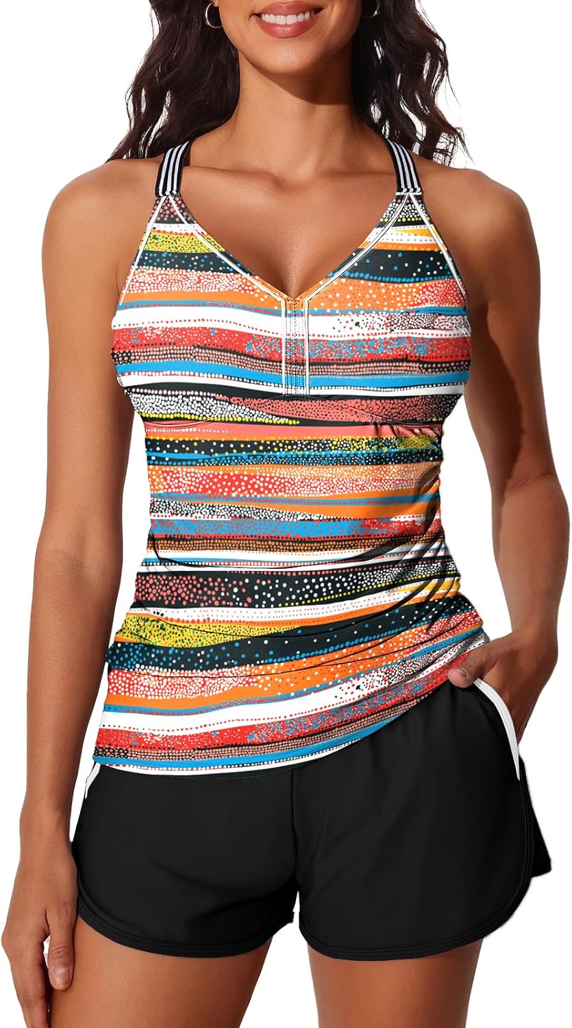 Summer Mae Modest Tankini Swimsuits with Sporty Pockets