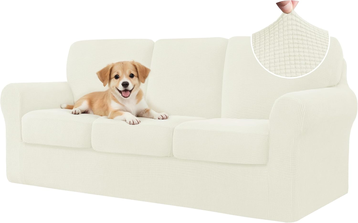CHUN YI 7 Piece Couch Covers for Large 3 Cushion Sofas