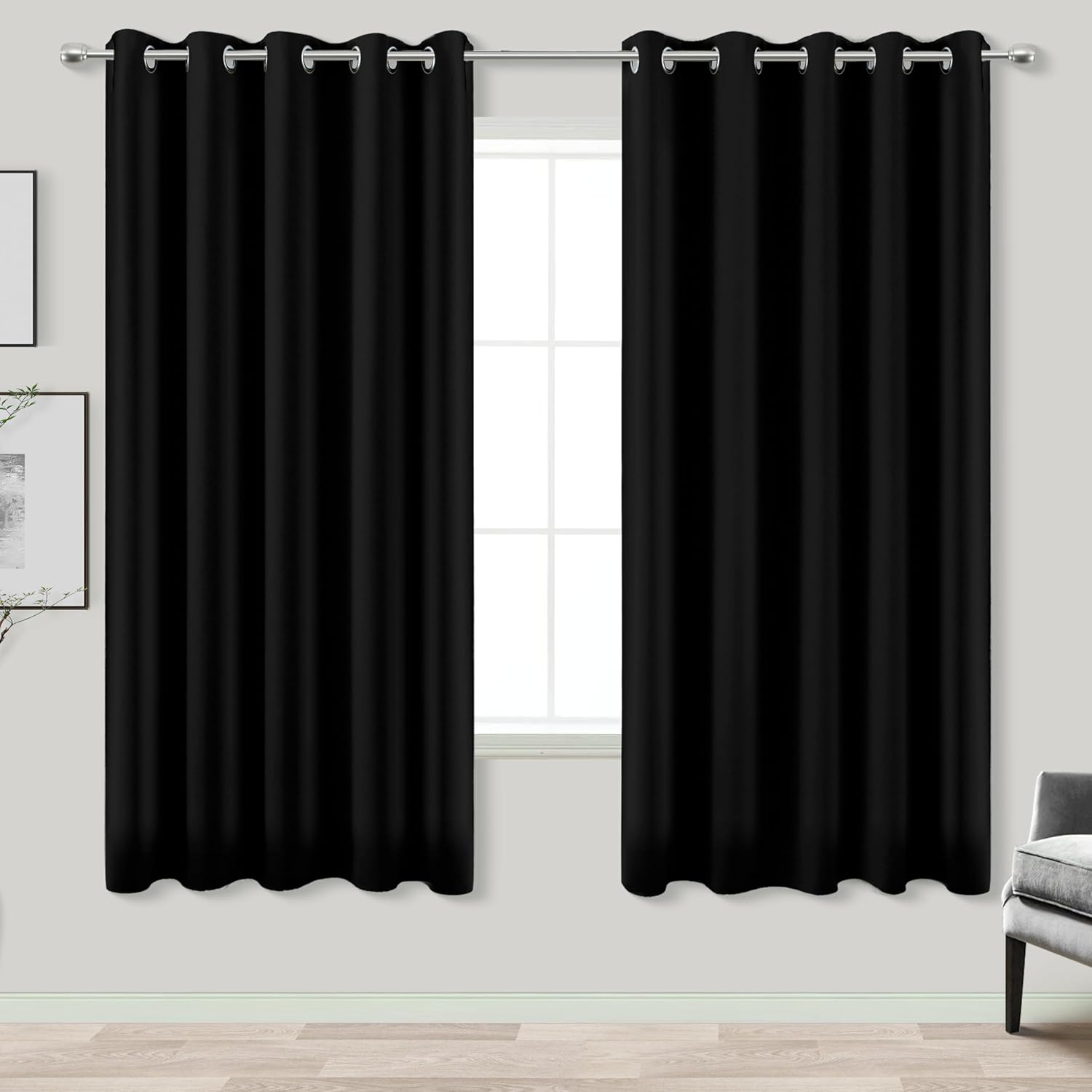 KOUFALL Blackout Curtains 63x72 - Room Darkening Privacy Solution