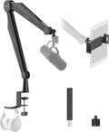 Mic Boom Arm with Tablet and Headphone Holder - Gaming Podcasting Pro