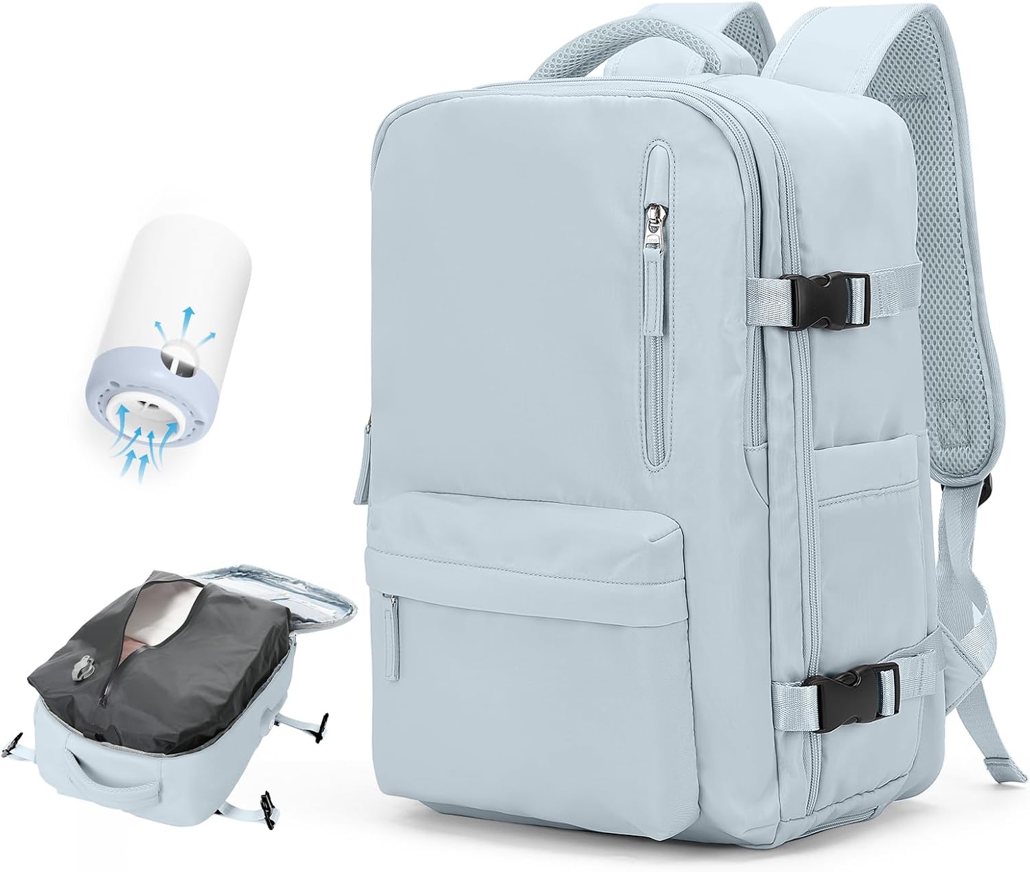 Vacuum Travel Backpack with Pump for Women and Men, 18x14x8 in