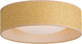 13ft Woven Rattan-Style Boho Flush Mount Ceiling Light - Warm LED Glow