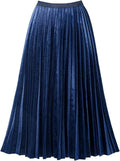GOOBGS Women's Midi Skirt Featuring Elegant Pleats and High Waist