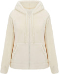 RISISSIDA Women Faux Fur Fleece Short Jacket Hooded - Lightweight Warm