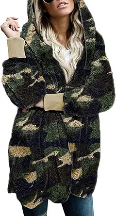Dokotoo Womens Fuzzy Fleece Hooded Cardigans for Winter Wear