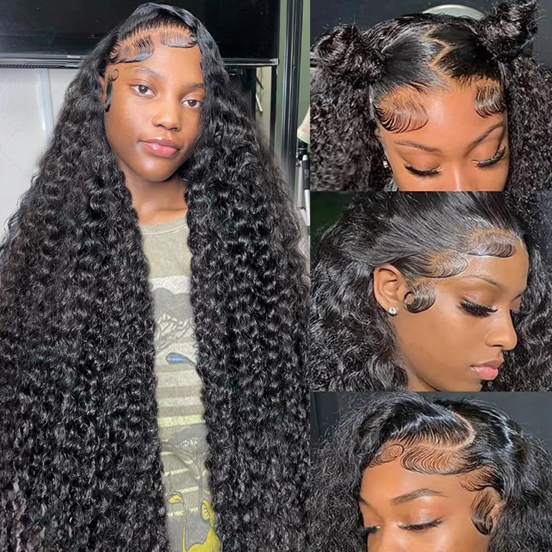 34 Inch Deep Wave Lace Front Wigs for Natural Look and Comfort