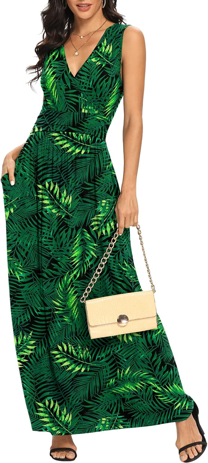 LILBETTER Women Sleeveless Deep V Neck Maxi Casual Dress Review