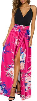 Women Summer Maxi Dress Vacation Floral Spaghetti Strap