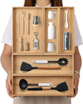 Stack Bamboo Drawer Organizer Set of 5 - Stackable Bamboo Cutlery