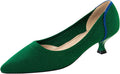 Women's Knit Pointed Toe Kitten Heels - Comfortable Low Heel Pumps