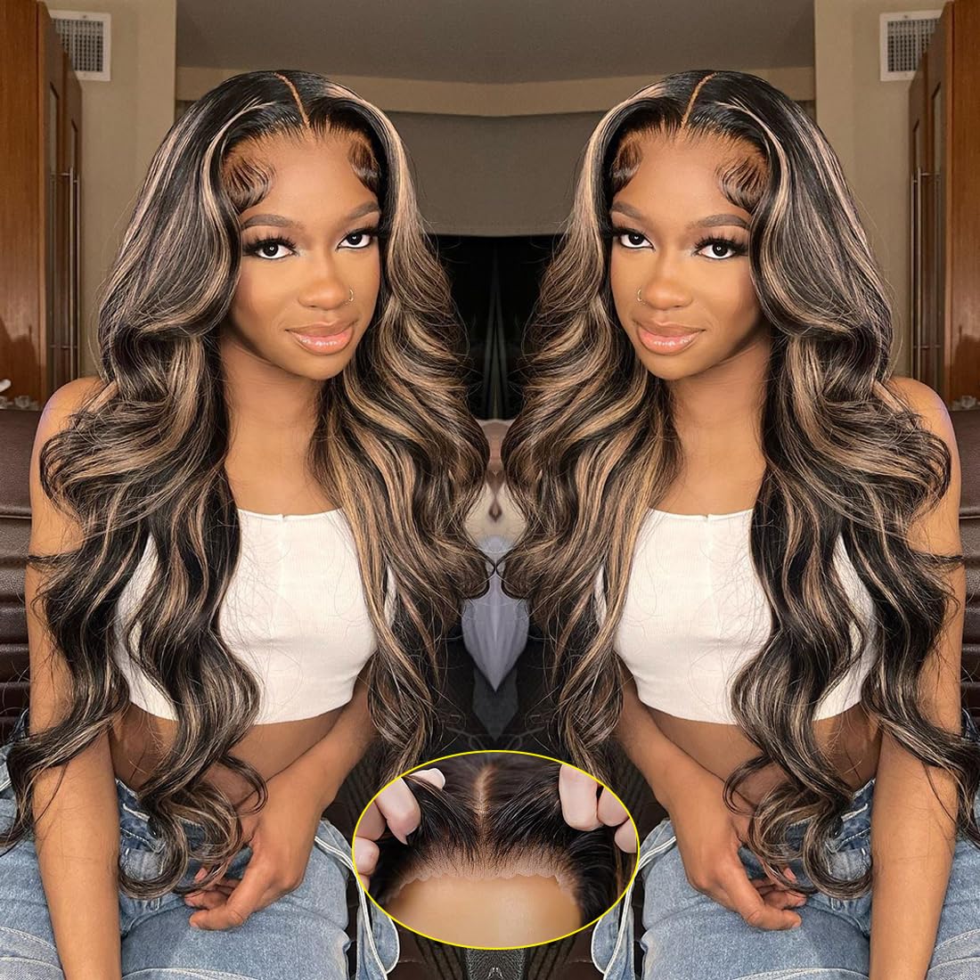Highlight Wear and Go Glueless Wigs for Women 20Inch Body Wave