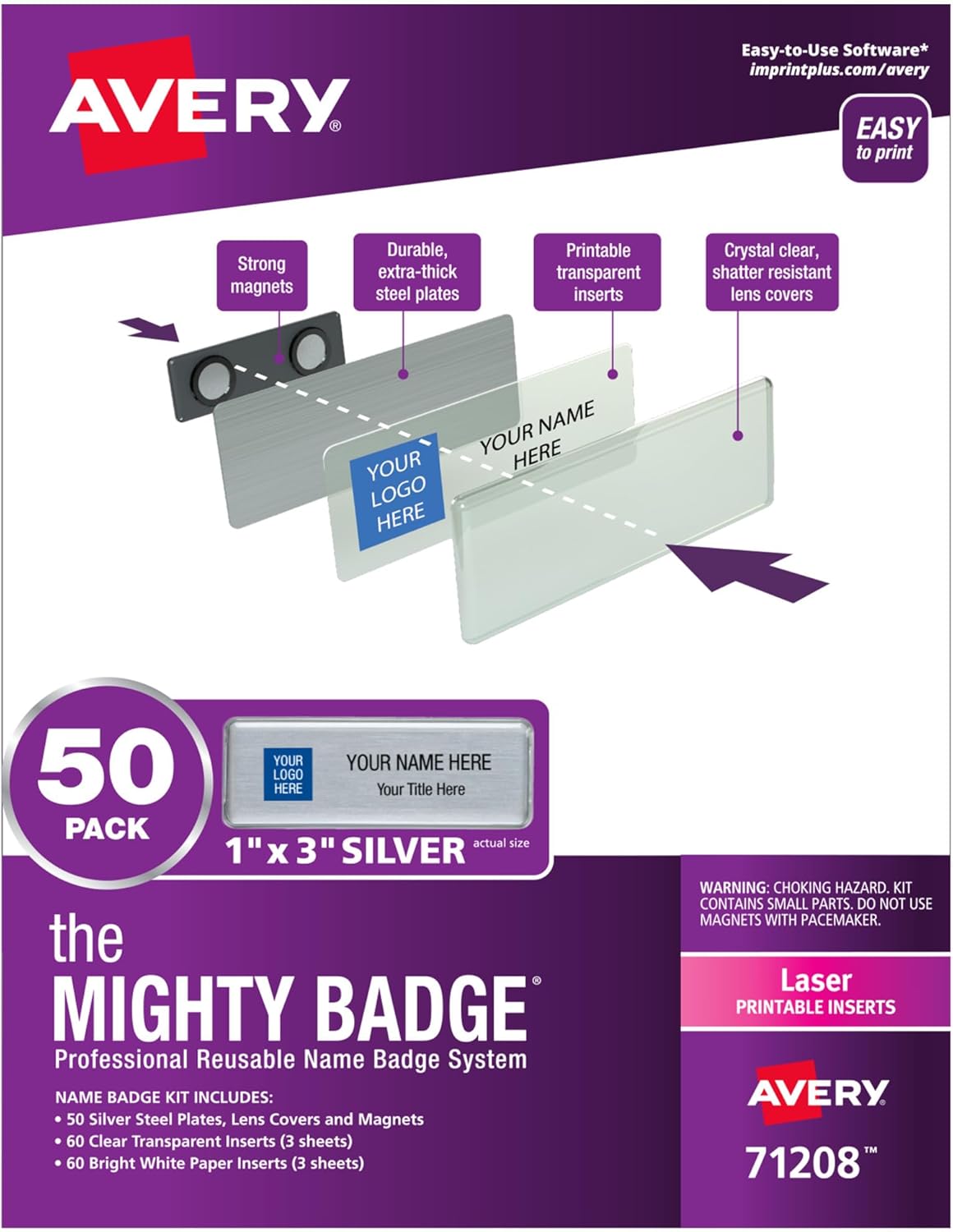 The Mighty Badge Magnetic Name Tags by Avery for Custom Badges