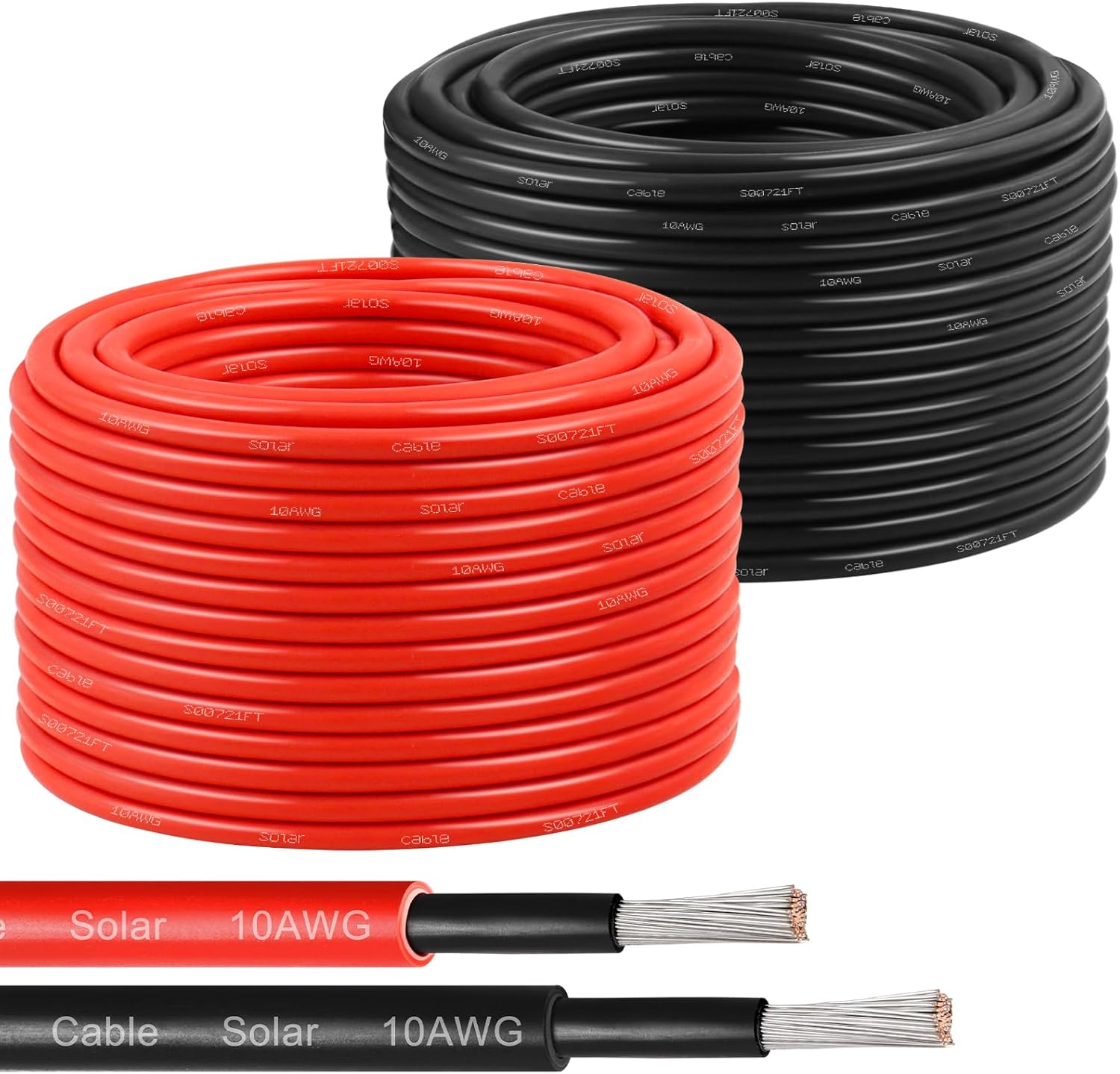 10 AWG Solar Panel Wire - 100Ft Black & Red Tinned Copper Cable