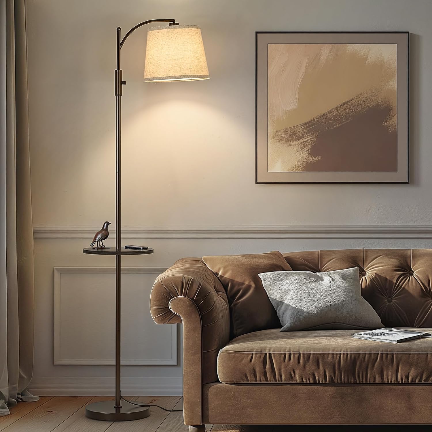Fully Dimmable Floor Lamp with Adjustable Head for Living Room
