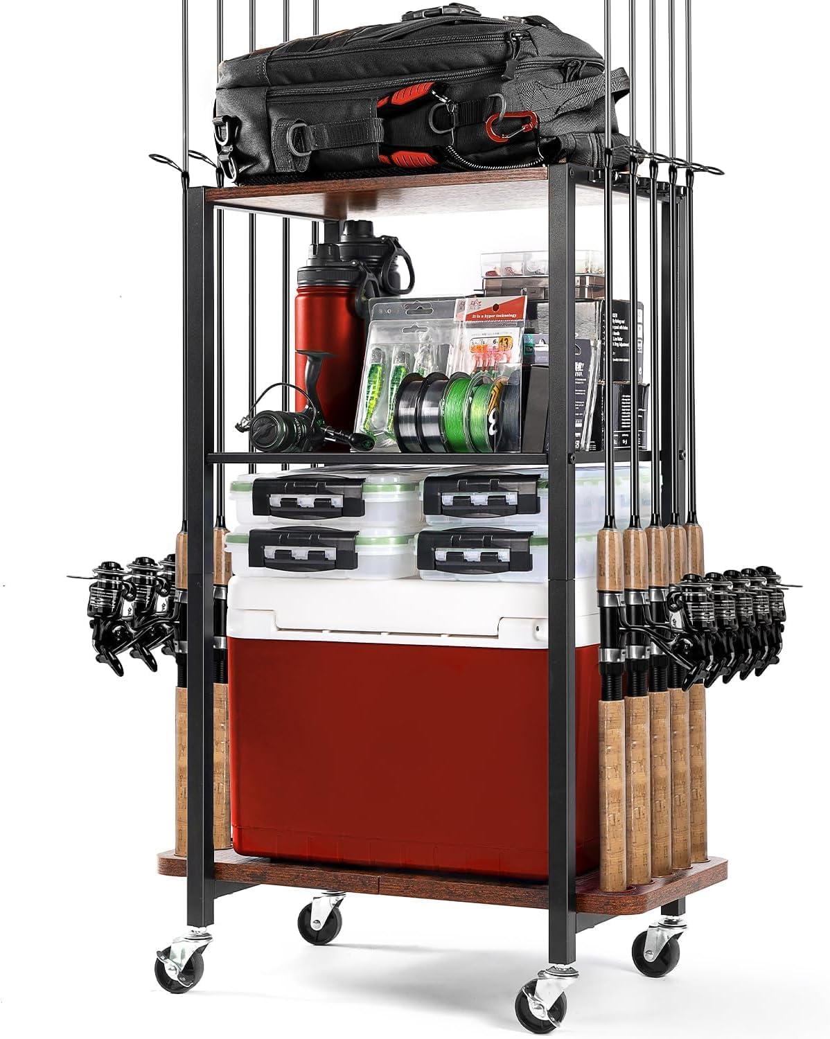 Rotating Fishing Rod Holder Rack for 10 Rods