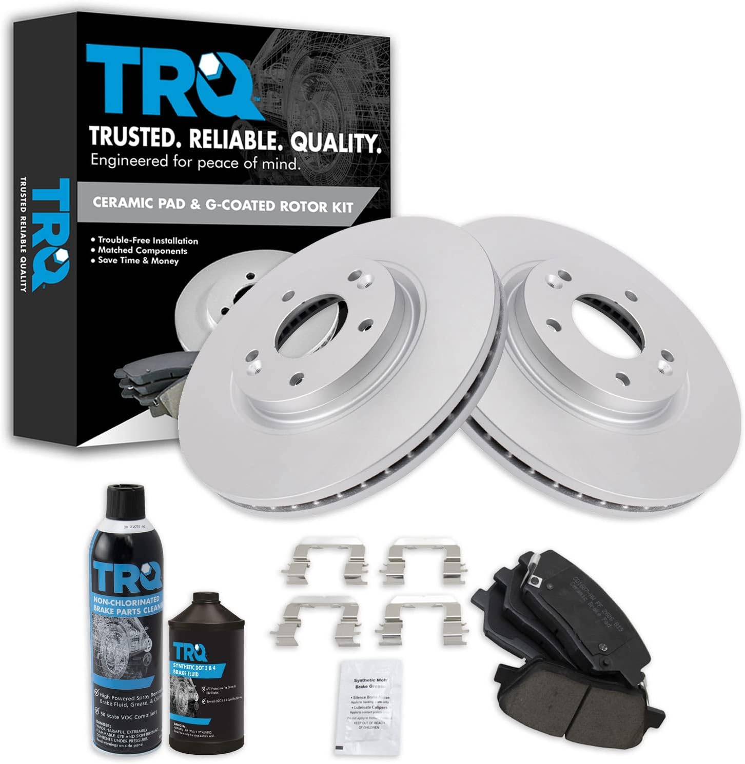 TRQ Front Brake Pad & Rotor Kit for Hyundai Santa Fe & Kia Sorento