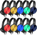 Classroom Headphones Bulk 10 Pack for Kids - Colorful Durable Headsets