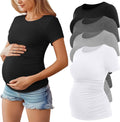 Women's Maternity Shirts 4 Pack - Soft Side Ruched Summer Tees