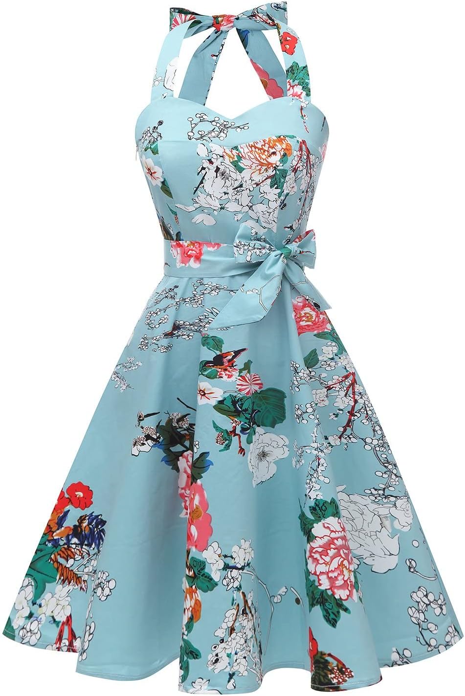 Vintage Polka Audrey Dress 1950s Halter Retro Cocktail Dress