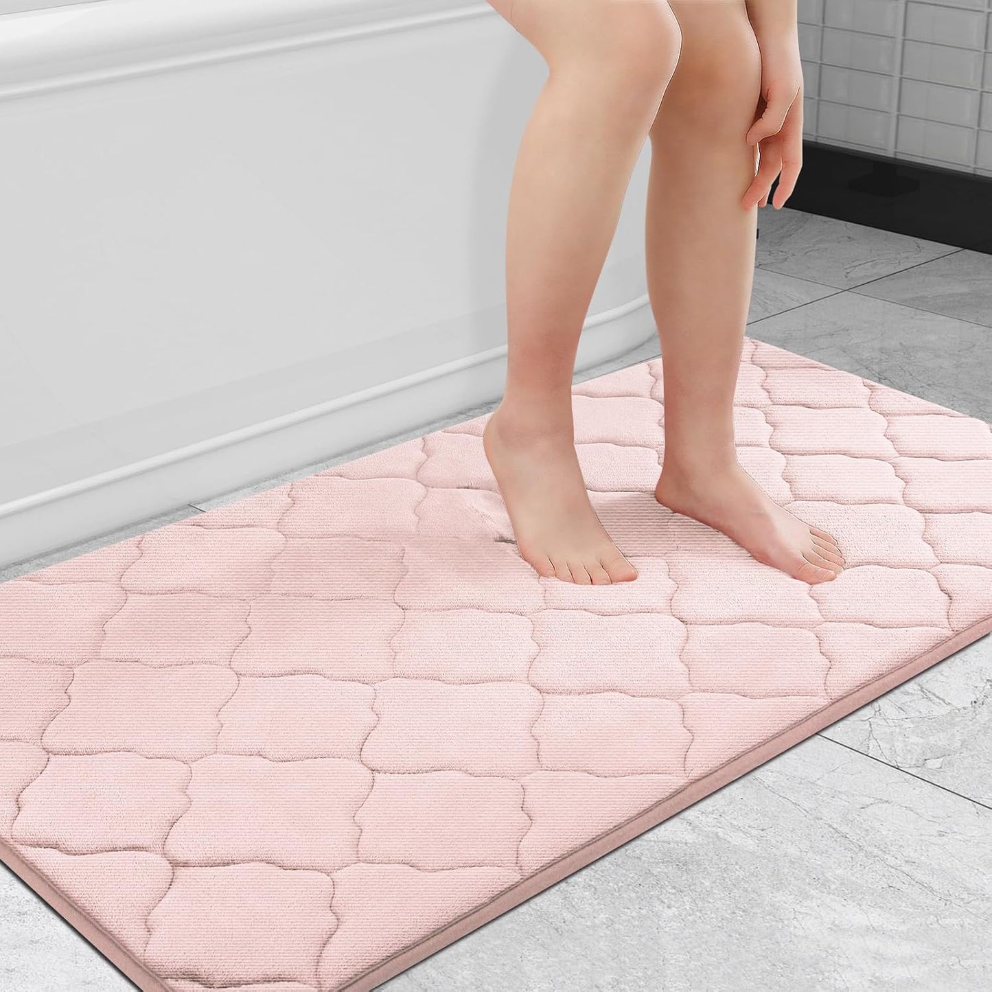 OLANLY Memory Foam Bath Mat Rug 44x24 for Luxurious Comfort
