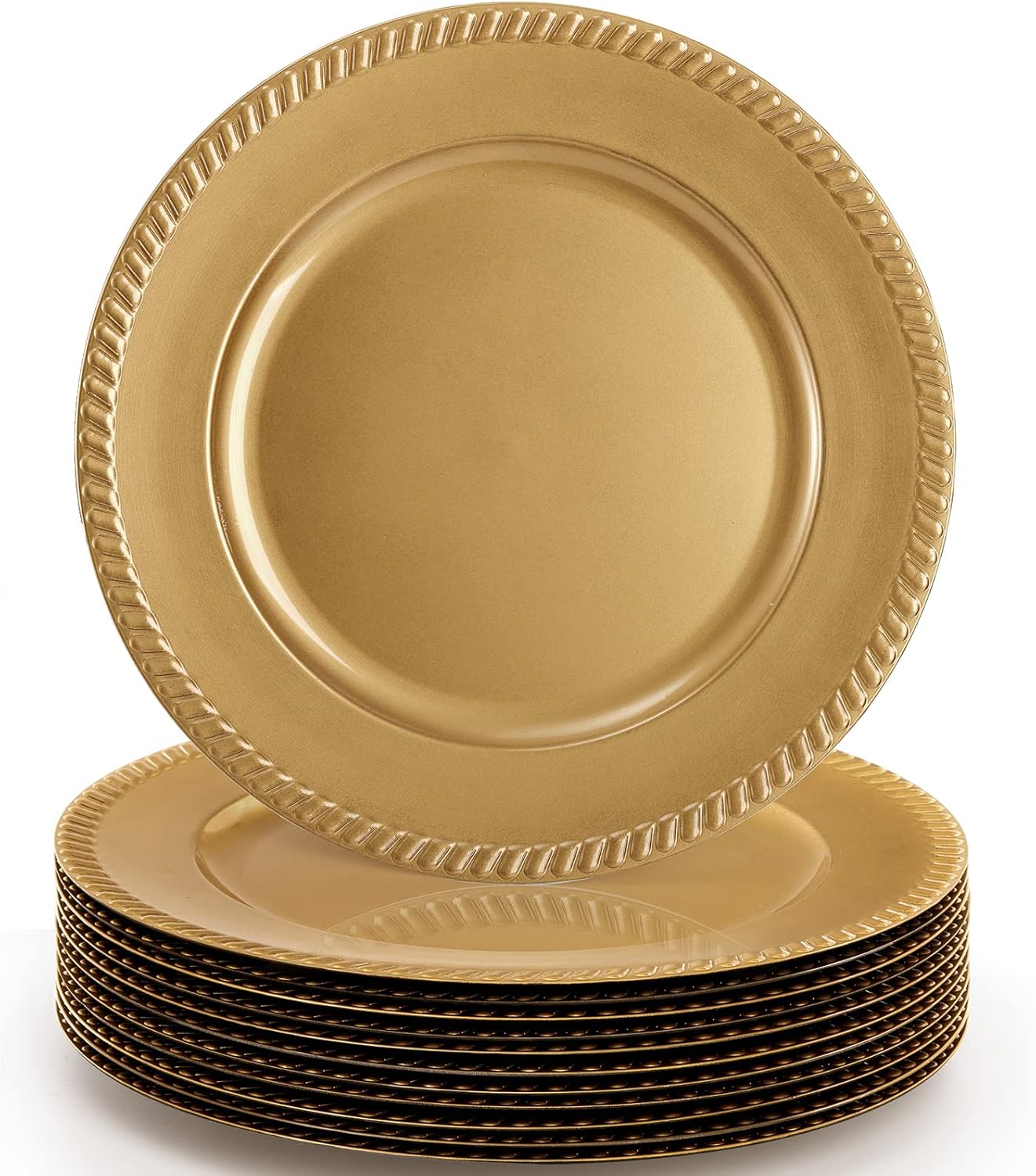 Reusable Gold Beaded Charger Plates - Set of 12