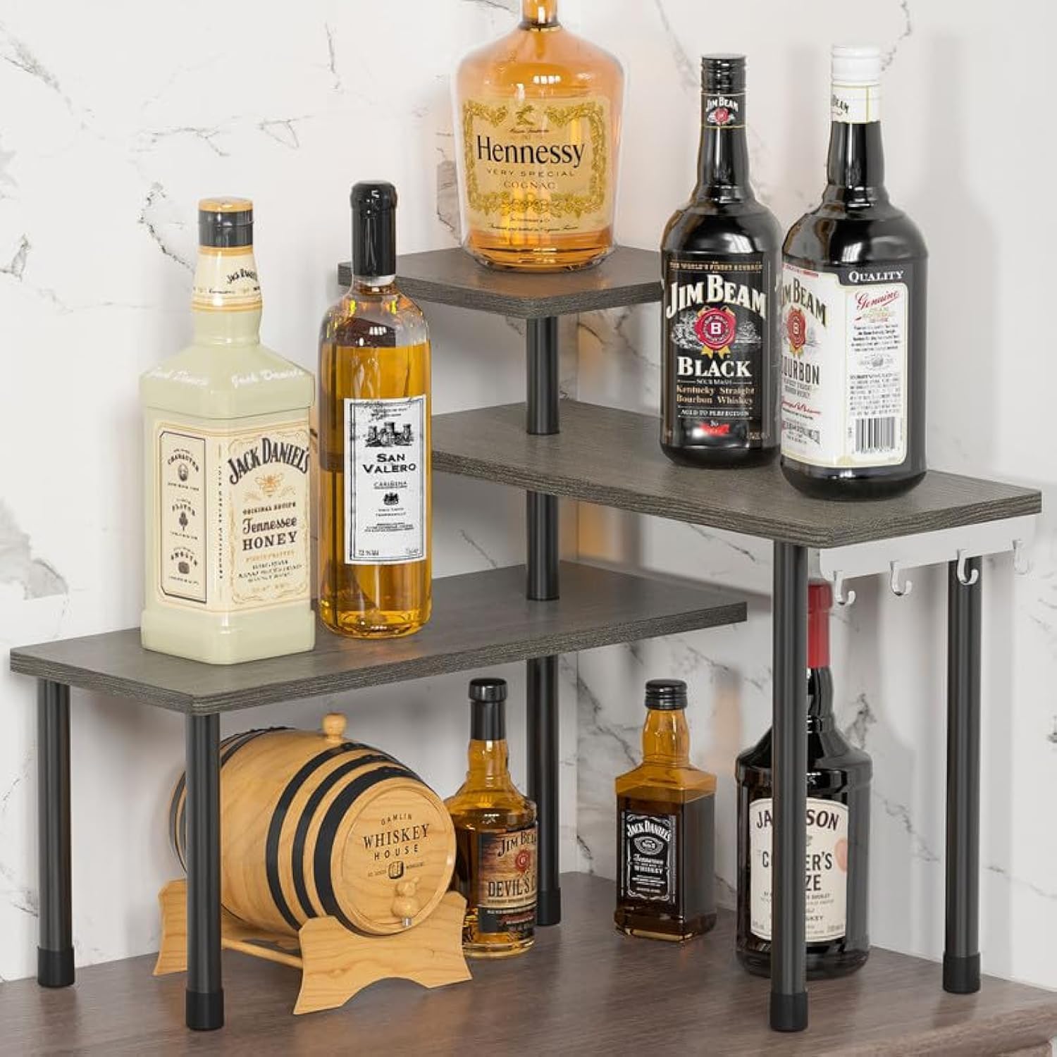Adjustable 3 Tier Corner Shelf Organizer for Kitchen & Bathroom