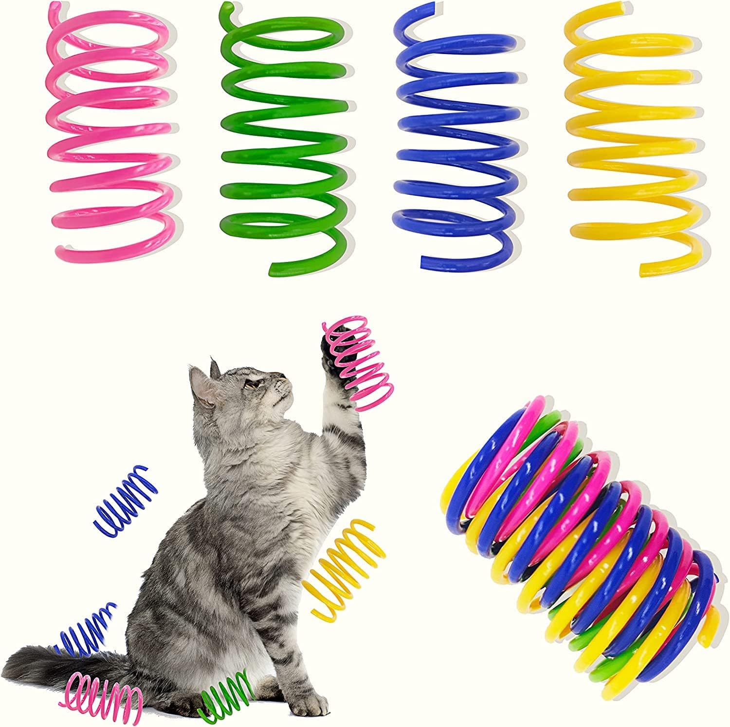 AGYM 30 Pack Colorful Plastic Cat Springs - Interactive Fun!