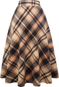 Womens Plaid Wool Skirt A-Line Pleated Tartan Maxi - Warm Comfort