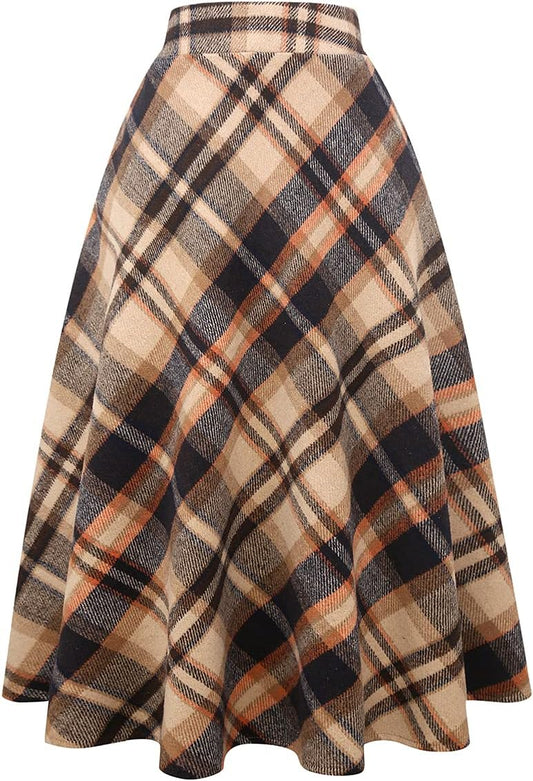 Tartan Maxi Skirt for Women - A-Line Wool Long Skirt