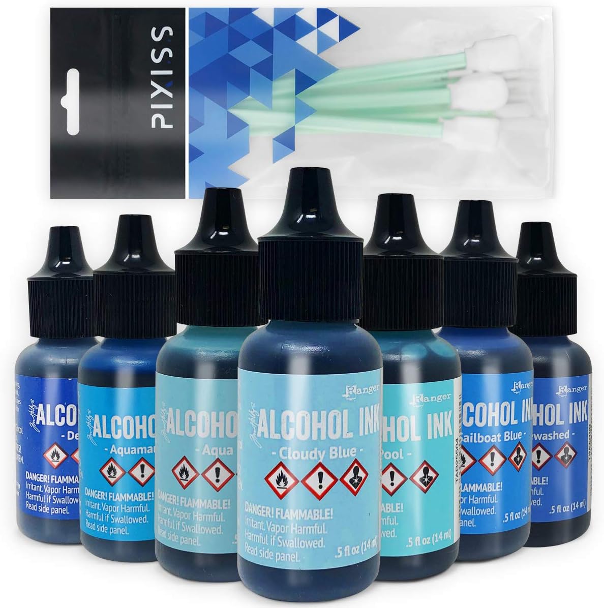 Tim Holtz Alcohol Inks Set - Vibrant Shades of Blue for Art
