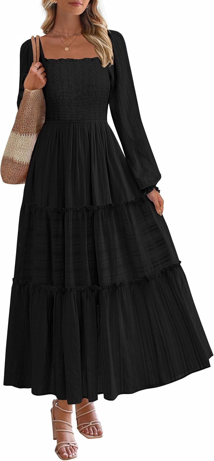 Elegant Long Sleeve Maxi Dress for Women with Pockets