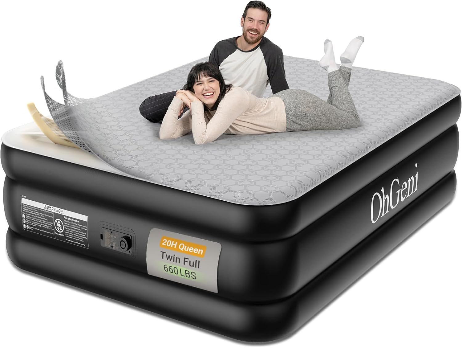 OhGeni 20in Luxury Queen Air Mattress with Built-in Pump Review