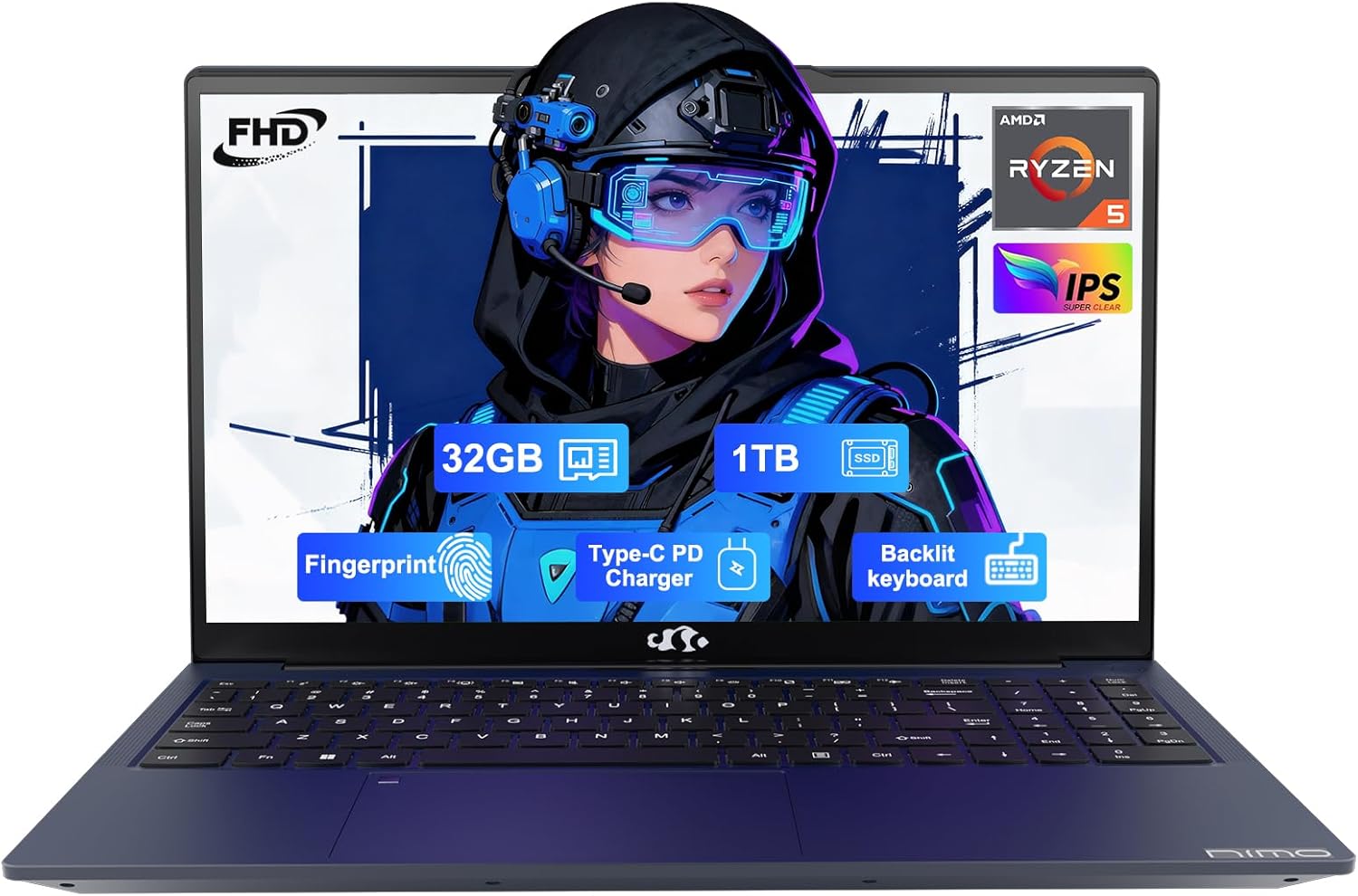 NIMO 15.6 FHD IPS Laptop with 32GB RAM and 1TB SSD Power