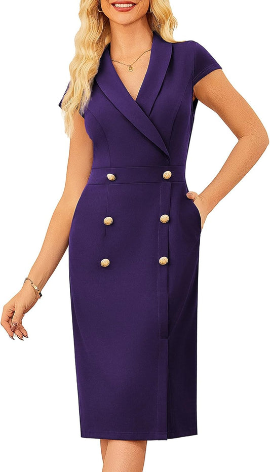 Elegant Bodycon Midi Dress for Women - Perfect for Office Wear