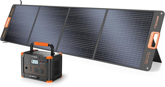 1000W Portable Solar Generator Combo by GRECELL