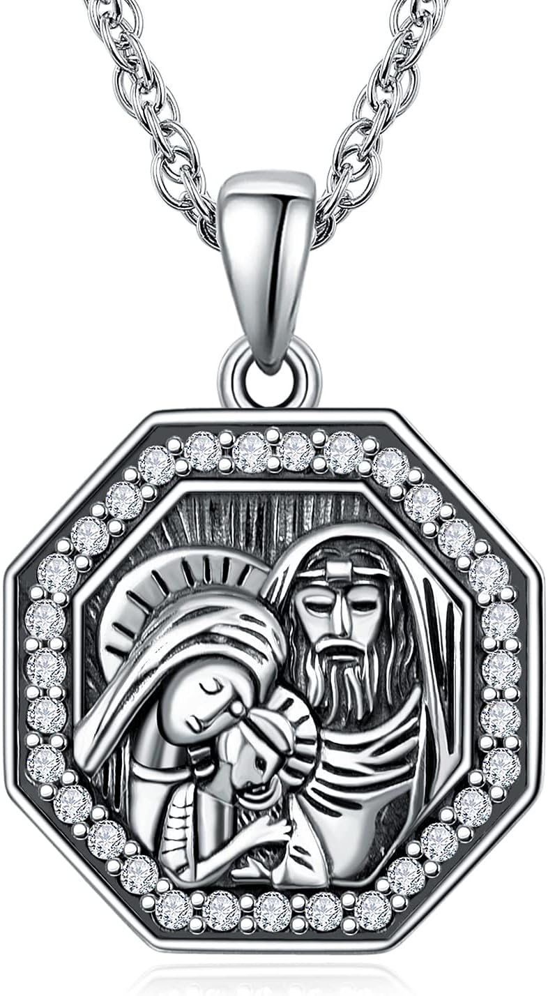 925 Sterling Silver Patron Saint Medals Amulet Necklace for Men