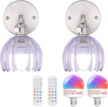 Vintage 5000 mAh Battery Operated Wall Sconce with Purple Tulip Shade