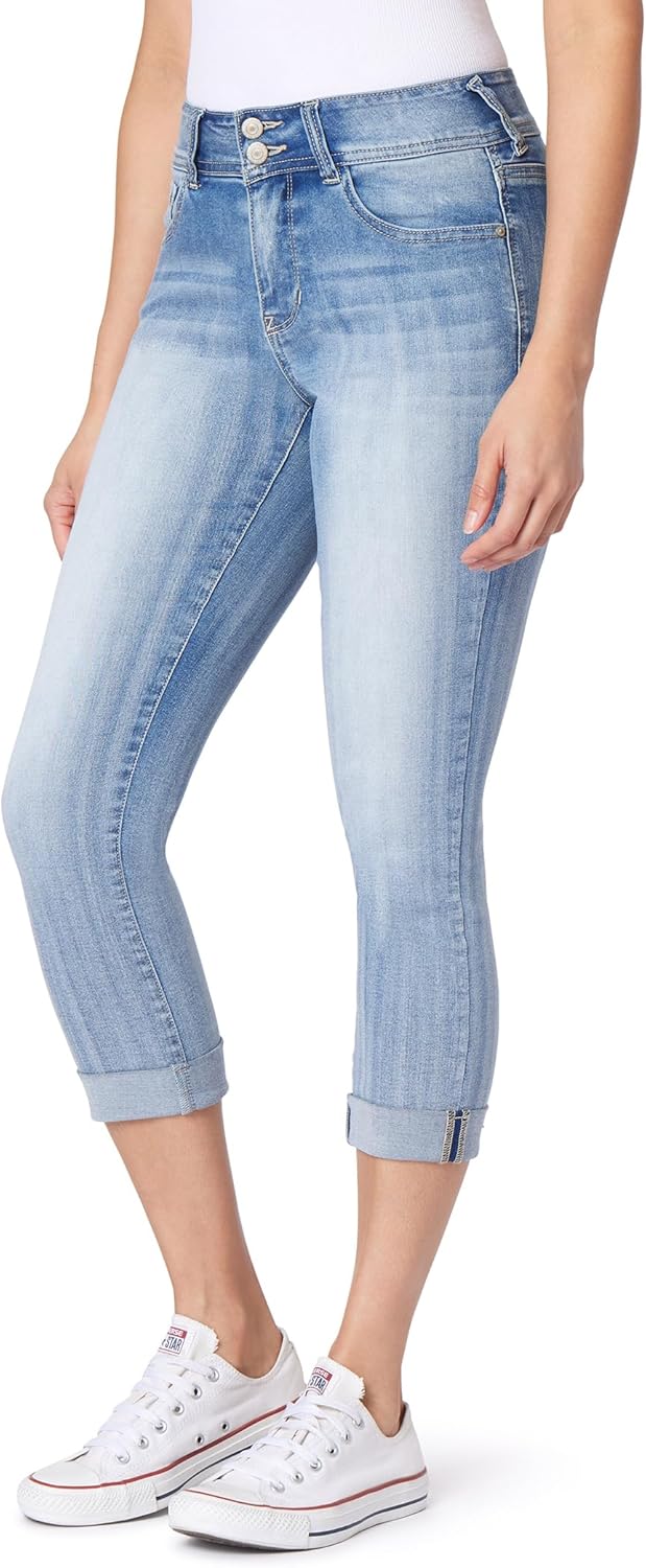 WallFlower Women's Ultra Crop Mid-Rise Jeans for Every Body