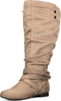 mysoft Womens Extra Wide Calf Knee High Slouchy Flat Boots - True Wide