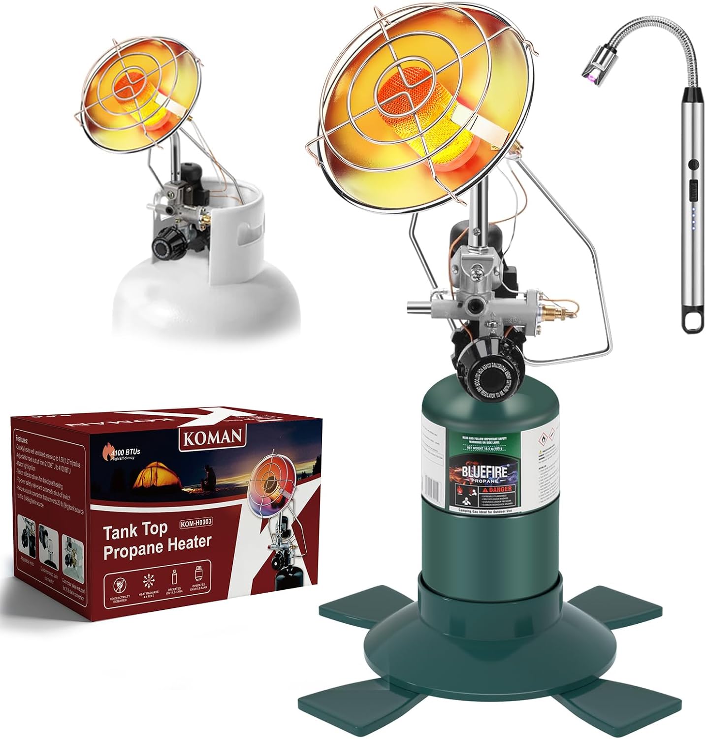 KOMAN Propane Heater for Tent, Camping & Patio - Portable Outdoor