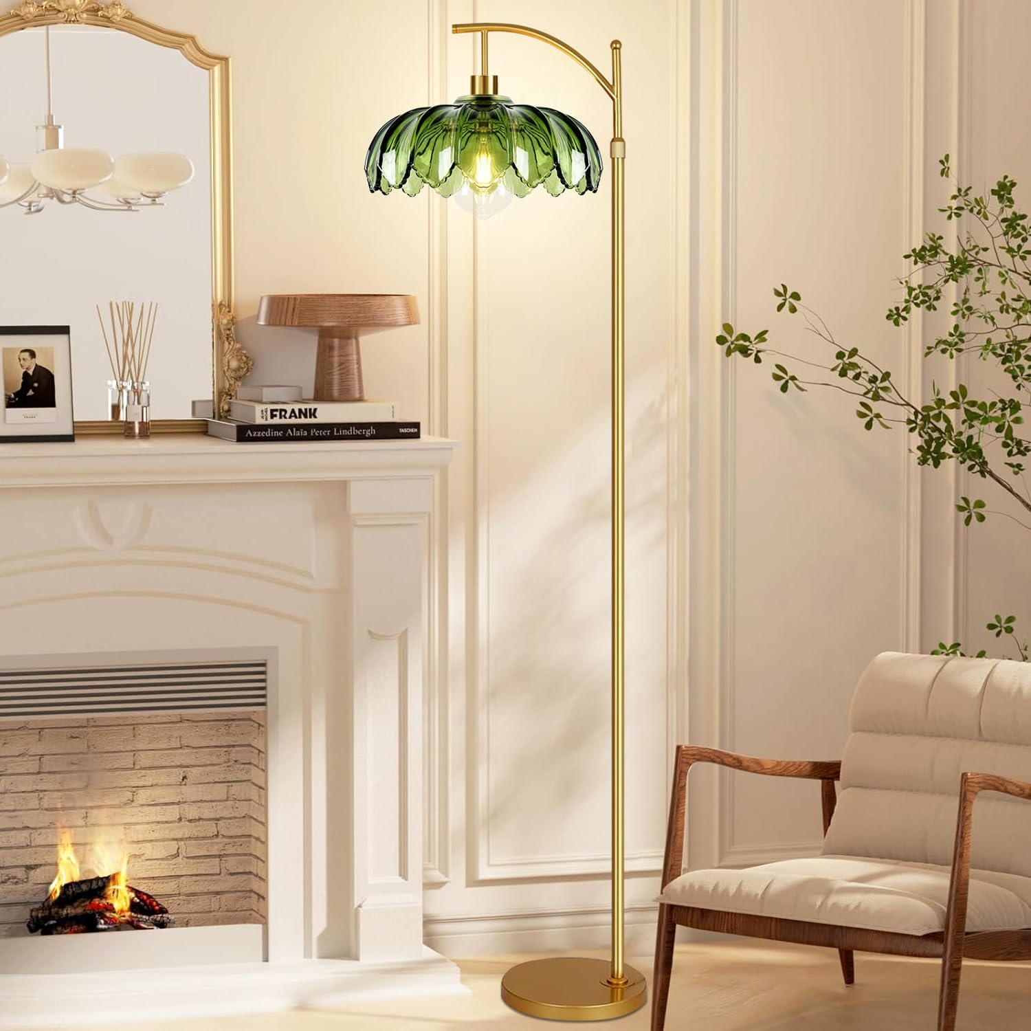 Boho Rattan Standing Lamp with Remote for Living Room Decor