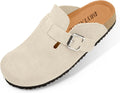 Women's Suede Clogs Leather Mules Slip On Sandals with Arch Support