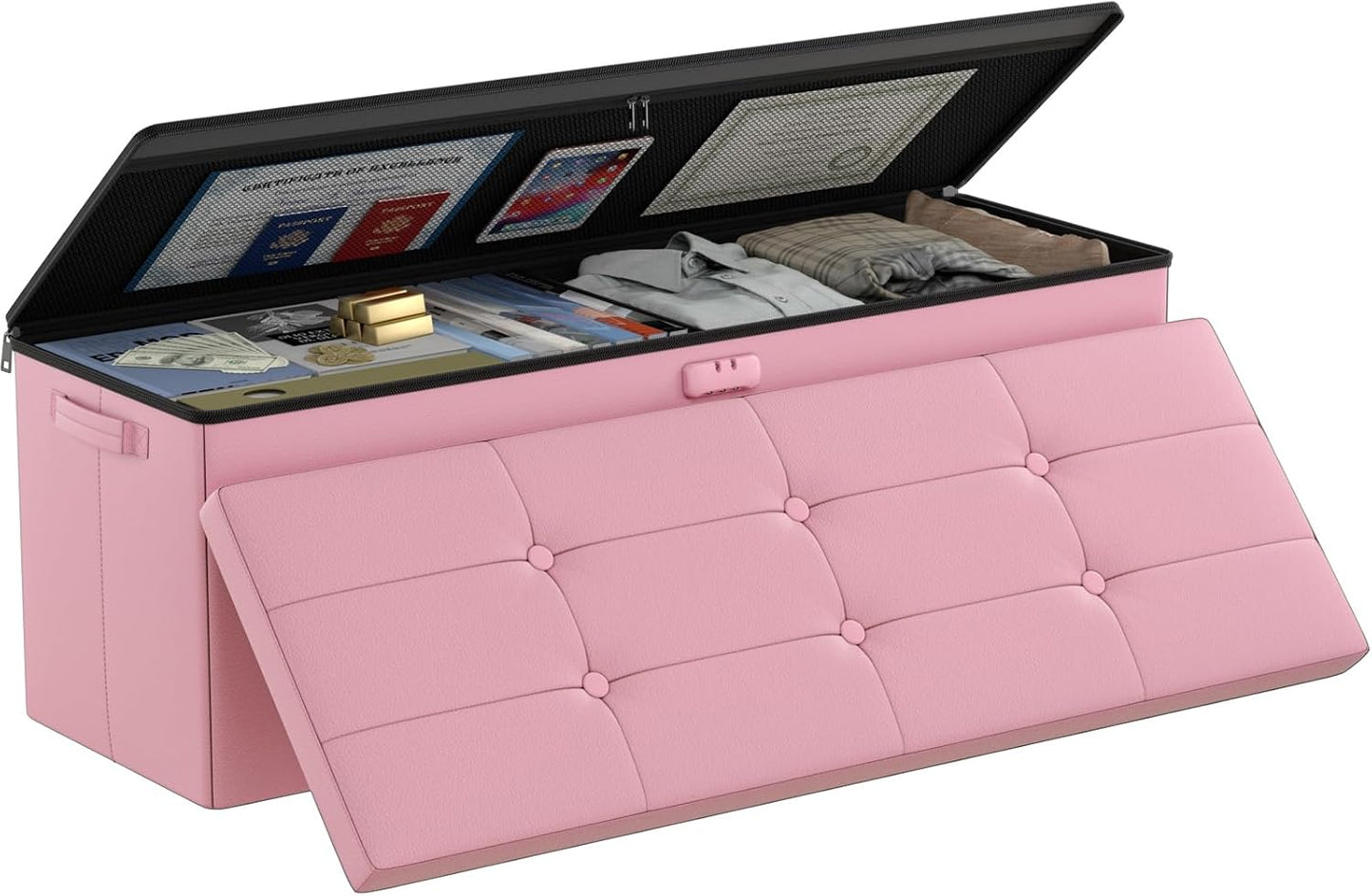 Fireproof Waterproof Storage Ottoman Bench for Home Office Use