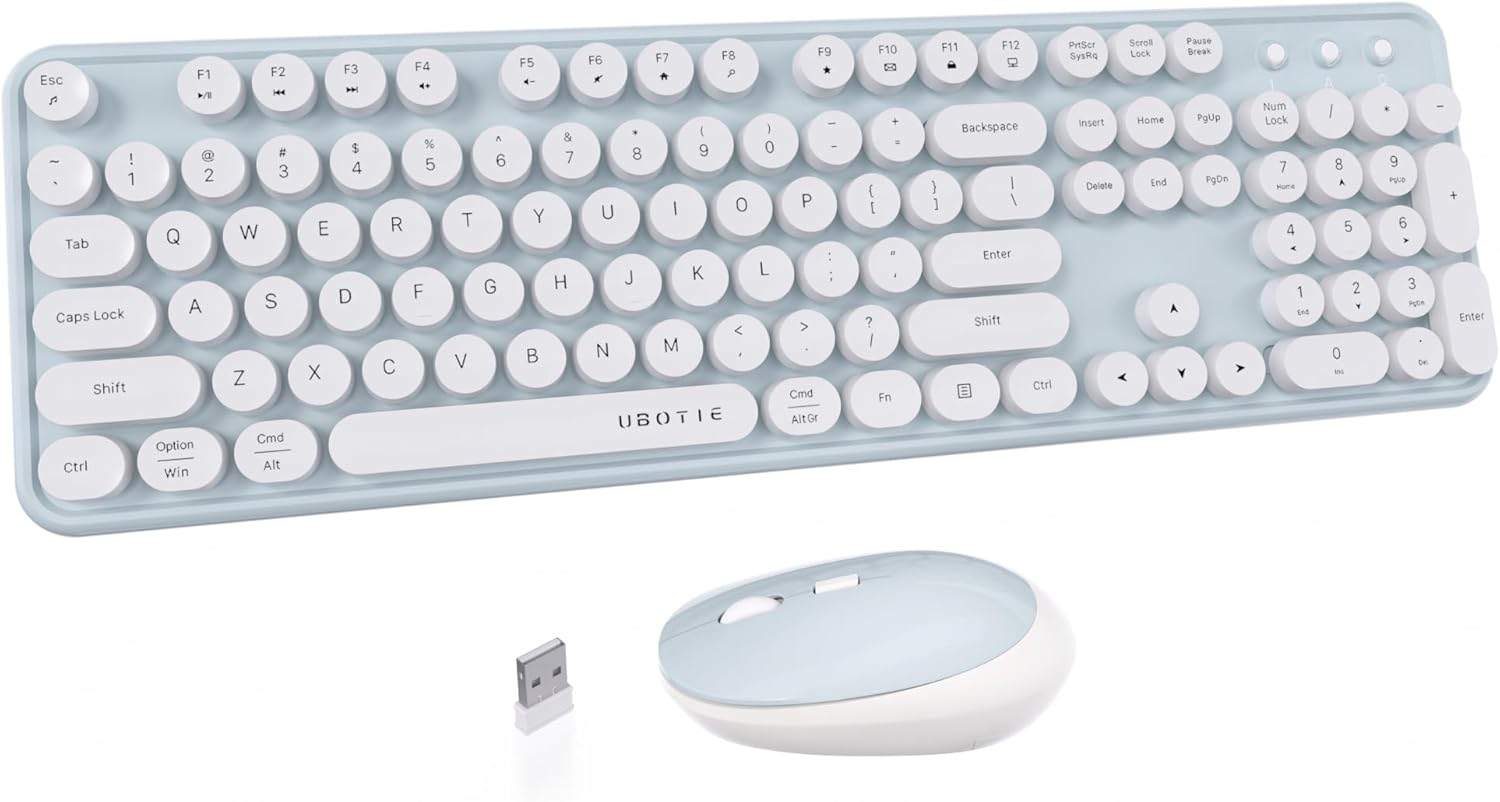 UBOTIE Colorful Wireless Keyboard & Mouse Set: Reliable 2.4GHz Connection