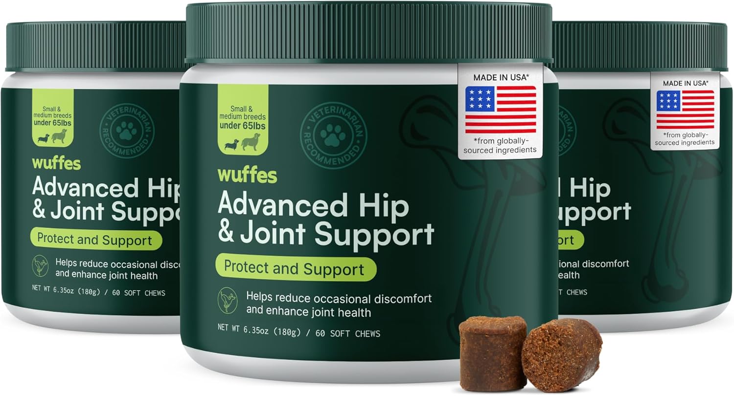 Wuffes Chewable Dog Hip & Joint Supplement for Active Dogs