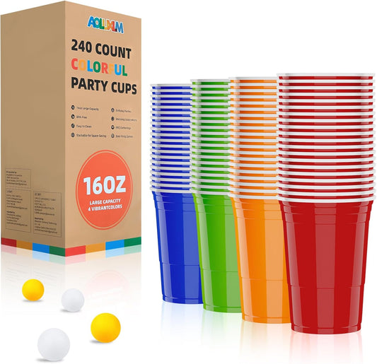 AOLUXLM Colorful Disposable Plastic Cups for Parties and Gatherings
