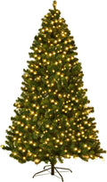 HAPPYGRILL 7.5FT Pre-lit Christmas Tree - Easy Setup, 400 Warm LEDs