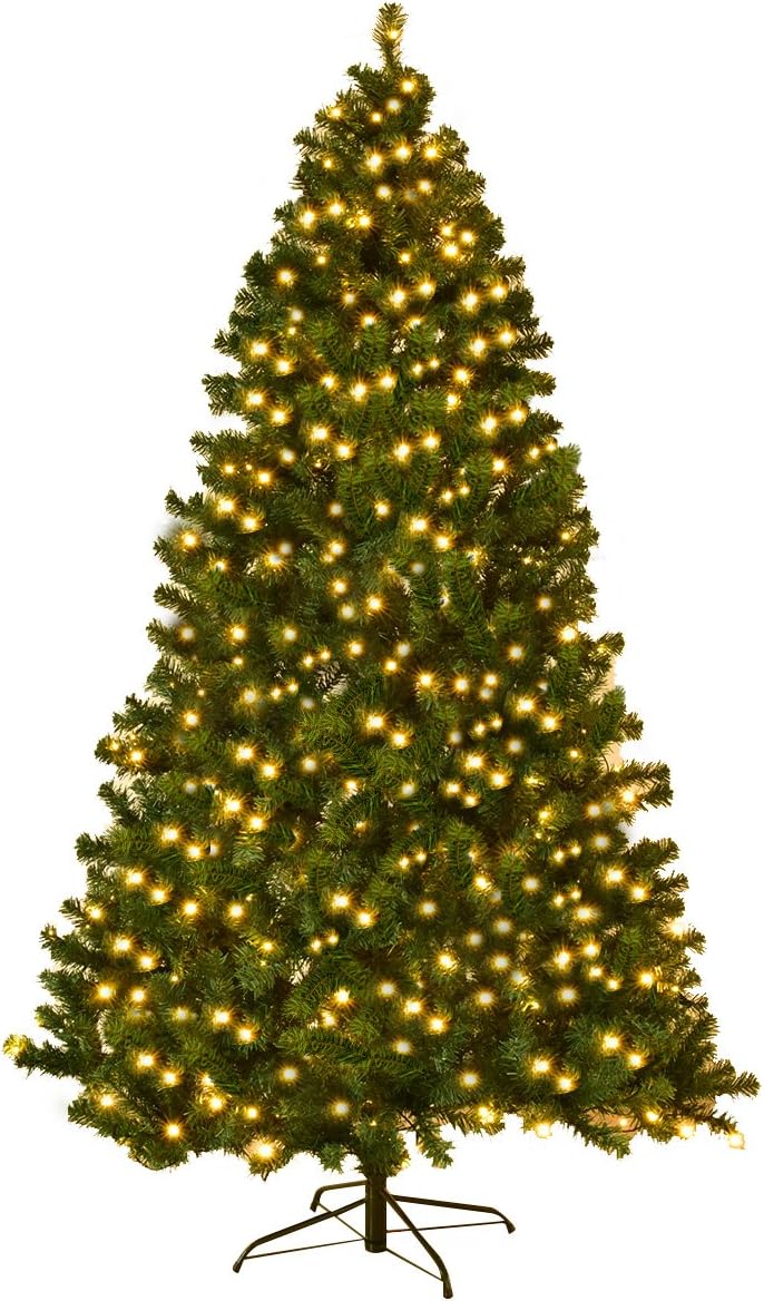 HAPPYGRILL 7.5FT Pre-lit Christmas Tree for Holiday Decor