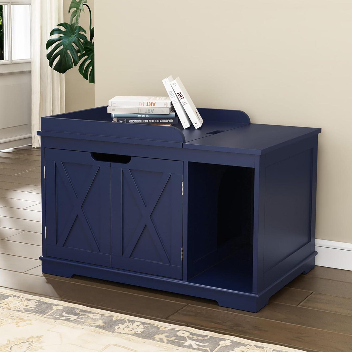 PUPETPO Flip Top Cat Litter Boxes Enclosure for Modern Homes
