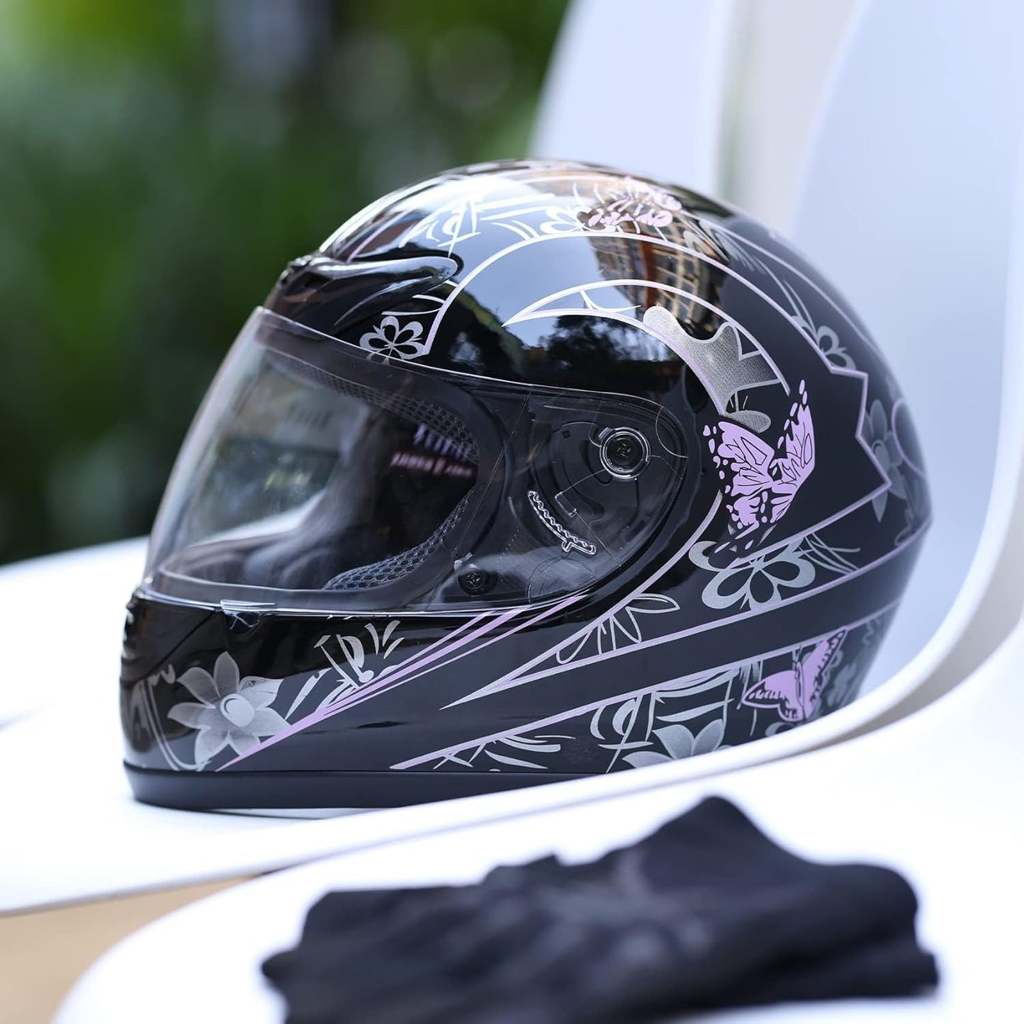 SLMOTO Full Face Motorcycle Helmet with Butterfly Design